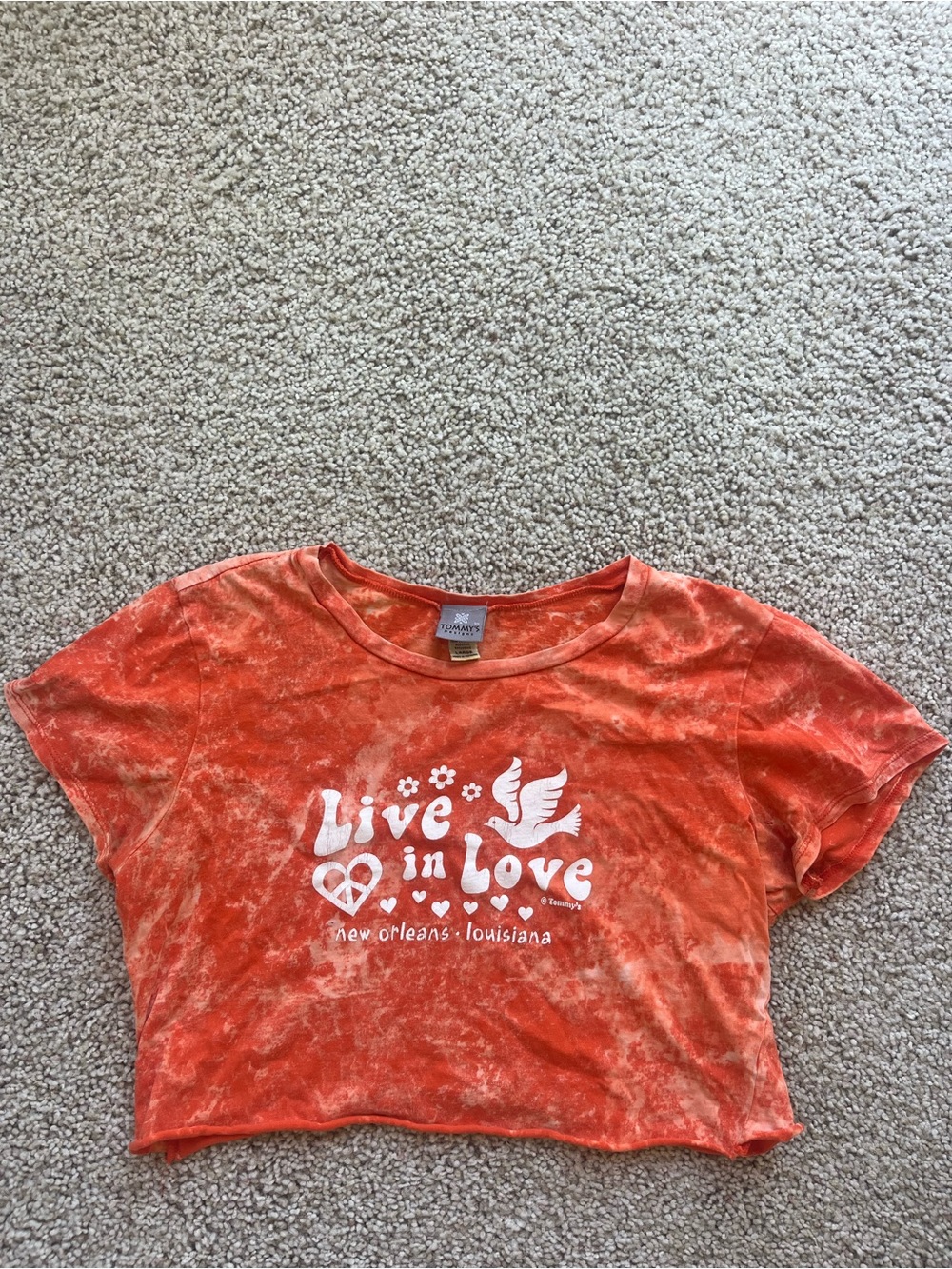 100% cotton Live in Love Tie-Dye Cropped Graphic Tee